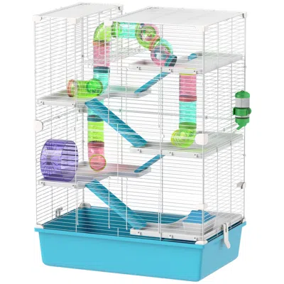 Breebe 6-tier Hamster Cage With Tubes, Wheel, Ramp & Accessories In Blue
