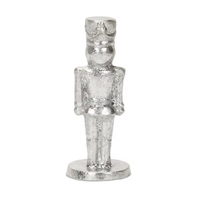 BREEBE 7" SILVER CAST IRON CHRISTMAS NUTCRACKER HAND PAINTED FIGURINE
