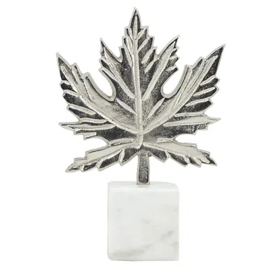 Breebe 7 X 3 X 10.5" Aluminum Leaf On Marble Base In Gray