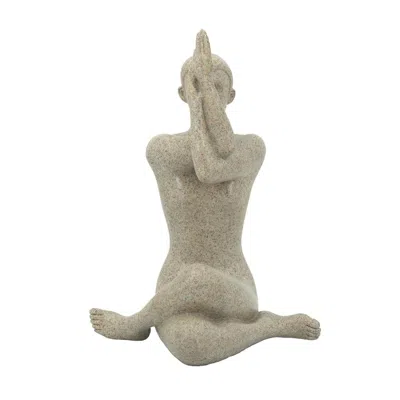 Breebe 7 X 5.5 X 9.5" Beige Resin And Stone Yoga Figurine In Anjali Mudra Pose In Neutral