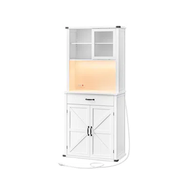 Breebe 71" Pantry Cabinet With Lights And Charging Station