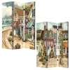Breebe 72" Beige Canvas Folding Three Panel Screen Room Divider In Multi