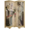 Breebe 72" Beige Folding Three Panel Screen Room Divider In Multi