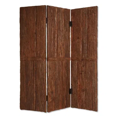Breebe 72" Brown Wood Folding Three Panel Screen Room Divider