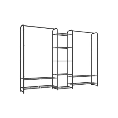 Breebe 72 Inch Large Wardrobe Closet With Shelves In Black