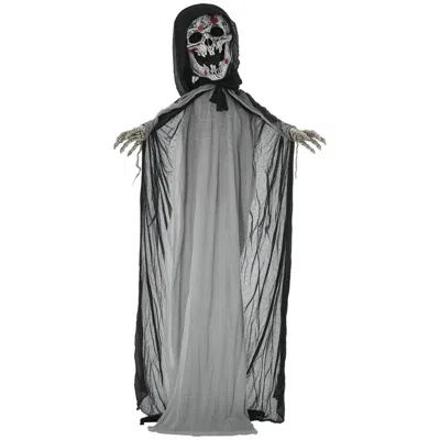 Breebe 74 In Halloween Skeleton Witch Animatronic With Sound Motion Activated Light Up Eyes And Chest In Gray