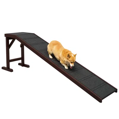 Breebe 74 Inch Pet Ramp For Dogs With Sturdy Platform And Grip Surface In Brown
