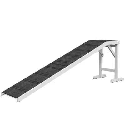 Breebe 74 Inch Pet Ramp For Dogs With Sturdy Platform And Grip Surface In White