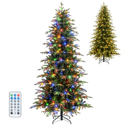 Breebe 7.5 Feet Pre-lit Artificial Christmas Tree Hinged Xmas Tree With Led Lights In Green