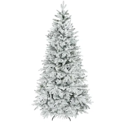 Breebe 7.5 Ft Artificial Frosted Christmas Tree With Hinged Branches In Green