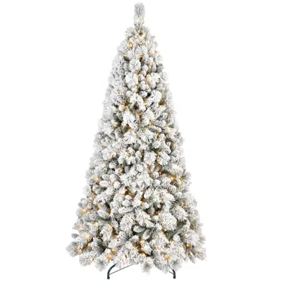 Breebe 7.5' White Pre Lit Full Pine Christmas Tree