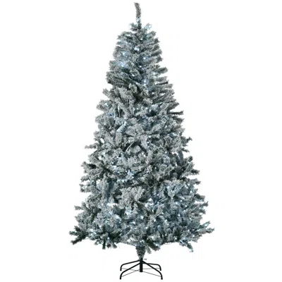 Breebe 7.5ft Auto-open Flocked Artificial Christmas Tree With Led Lights In Green