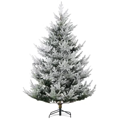 Breebe 7.5ft Hinged Flocked Xmas Tree With Realistic Branch Tips In Green