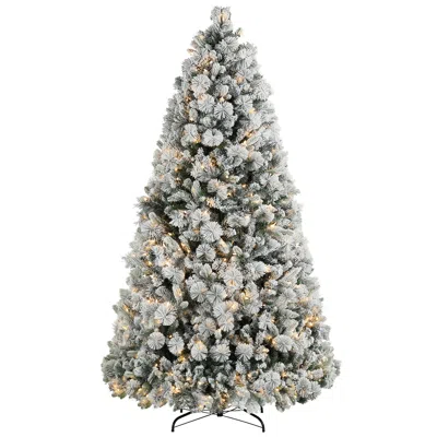 Breebe 7.5ft Pre-lit Flocked Artificial Christmas Tree With 500 Lights In Green