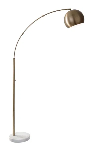 Breebe 78" Brass Metal Arc Floor Lamp With Brass Metal Bowl Shade In Gold