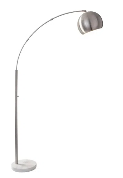 Breebe 78" Silver Arc Floor Lamp With Silver Metal Bowl Shade In Gray