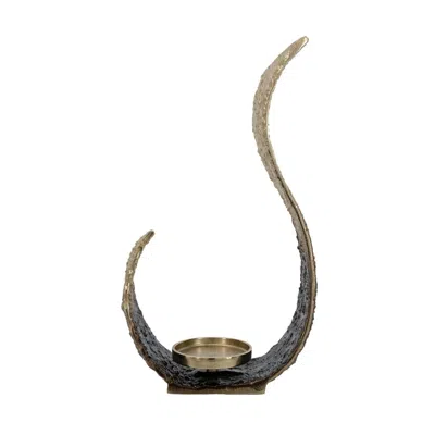 Breebe 7.9 X 3.5 X 14.6" Sculptural Metal Pillar Holder With Ombre Gold And Bronze Finish