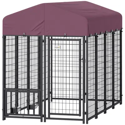 Breebe 7.9 X 4 X 6 Ft Welded Wire Dog Run With Feeding Station In Purple