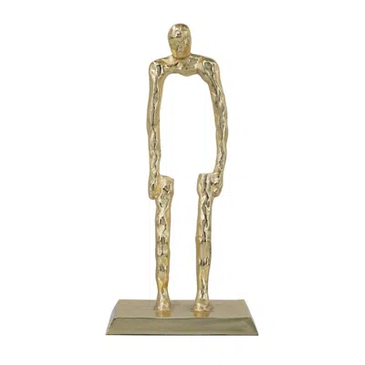 Breebe 7.9 X 5.1 X 16.5" Abstract Gold Human Figurine With Sturdy Pedestal Base