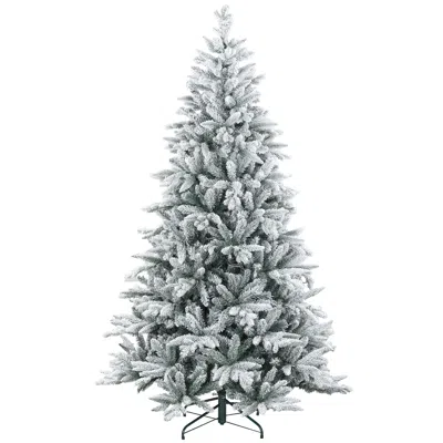 Breebe 7ft Artificial Flocked Christmas Tree With Hinged Branches In White