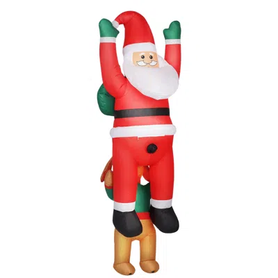 Breebe 7ft Hanging Inflatable Santa With Dog Christmas Decoration With Led In Multi