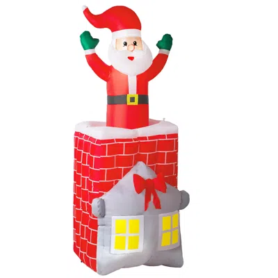 Breebe 7ft Inflatable Santa In Chimney Led Christmas Decor In Multi