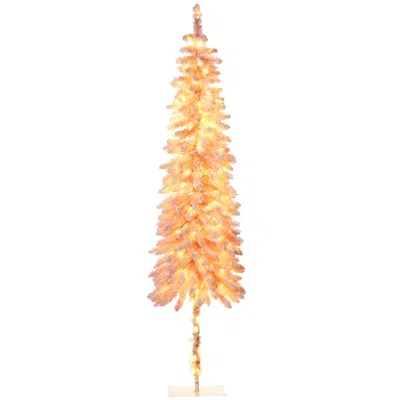 Breebe 7ft Pre-lit Pencil Christmas Tree With Downswept Branches In Orange