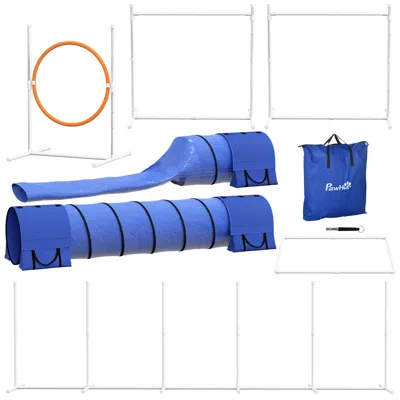 Breebe 7pc Agility Training Equipment For Dogs W/ Tunnels In Blue
