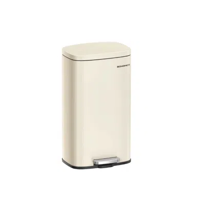 Breebe 8- Gallon Silver Step-open Trash Can With Plastic Inner Bucket In White
