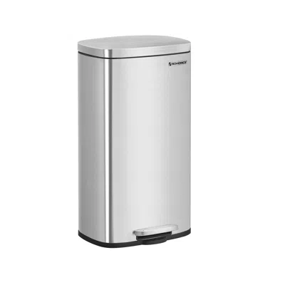 Breebe 8- Gallon Silver Step-open Trash Can With Plastic Inner Bucket