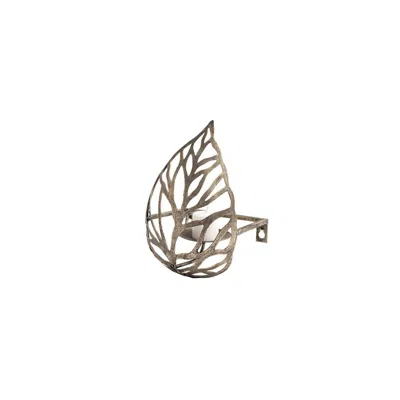 Breebe 8" Champagne Distressed Botanical Leaf Metal Wall Sconce Candle Holder In Gold