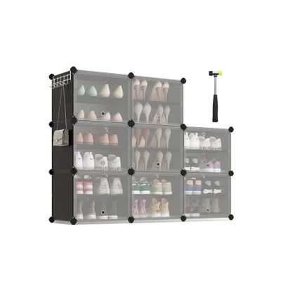 Breebe 8 Cubes Shoe Organizer With Doors In Gray