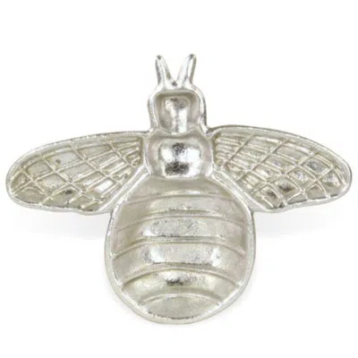 Breebe 8" Silver Cast Iron Bumble Bee Trinket Tray