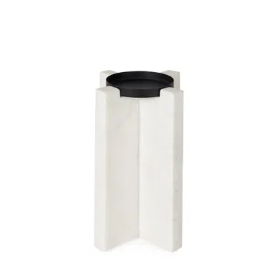 Breebe 8" White Marble Tabletop Candle Holder