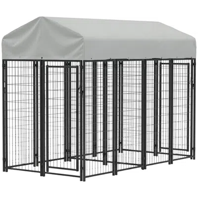 Breebe 8 X 4 X 6 Ft Outdoor Dog Run With Two Compartments In Silver