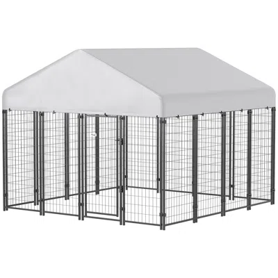 Breebe 8 X 8 Ft Heavy Duty Dog Kennel With Welded Wire Panels In Silver