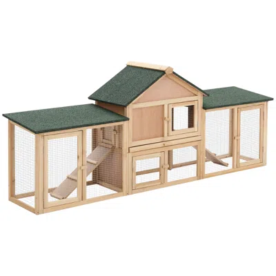 Breebe 83" 2-story Wooden Rabbit Hutch With Run And Ladder In White