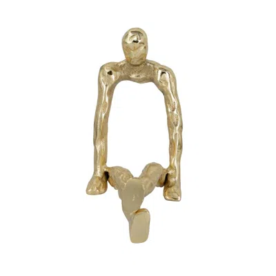 Breebe 8.3 X 4.7 X 8.7" Abstract Gold Sitting Human Figurine With Textured Gold Finish