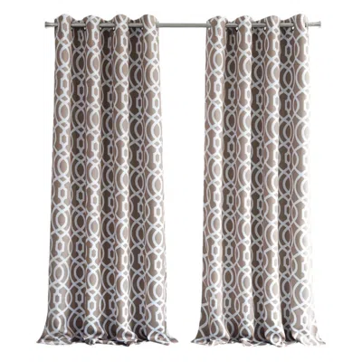 Breebe 84" Taupe Trellis Black Out Window Curtain Panel In Gray