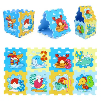 Breebe 8-piece Educational Interlocking Baby Play Mat With Animals And Numbers In Multi