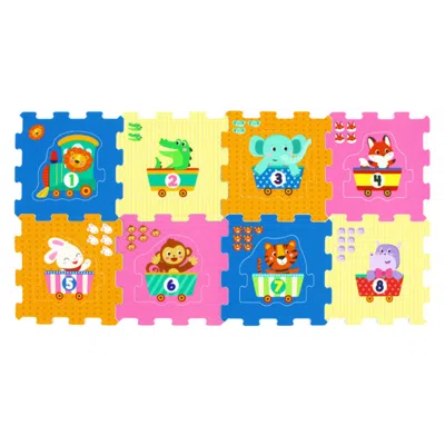 Breebe 8-piece Interlocking Baby Floor Puzzle Tiles With Educational Numbers In Multi