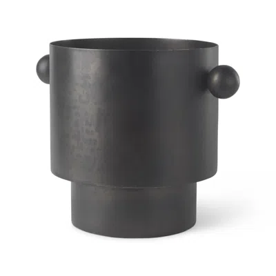 Breebe 9" Black Metal Round Table Vase