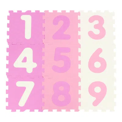 Breebe 9 Pieces Interlocking Foam Puzzle Floor Mat With 3 Marker Discs In Pink