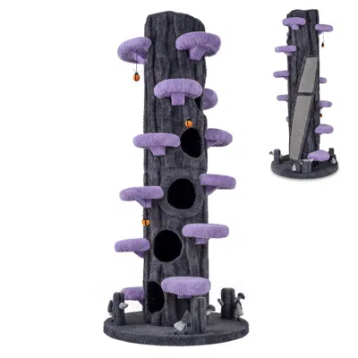 Breebe 90.5 Inch Tall Multifunctional Cat Tree With Private Condos For Indoor Cats In Black