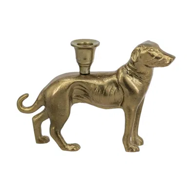 Breebe 9.4 X 2 X 6.5" Decorative Gold Metal Greyhound Taper Holder