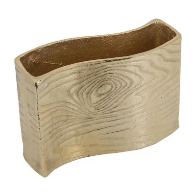 Breebe 9.8 X 3.7 X 6.9" Alu Timber Wavy Rect Vase, Small In Gold