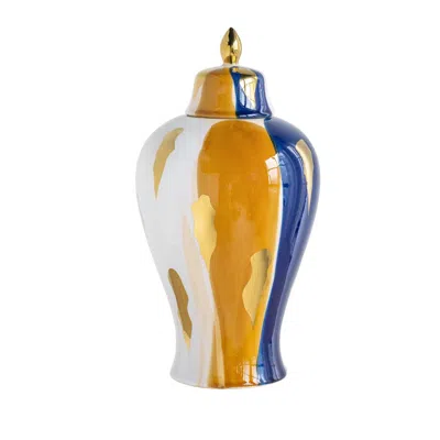Breebe 9.8 X 9.8 X 19.1" Curved Ceramic Jar With Artistic Multicolored Finish
