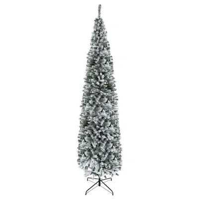 Breebe 9ft Flocked Pencil Artificial Christmas Tree In Green