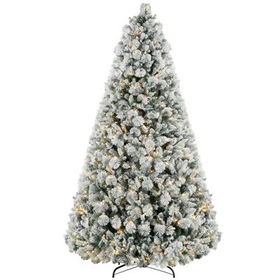 Breebe 9ft Pre-lit Flocked Artificial Christmas Tree With 750 Lights In Gray