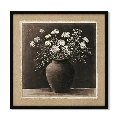 Breebe Abstract Flower Bouquet Wall Art, White Flower Clay Pot Print 24x24in In Multi